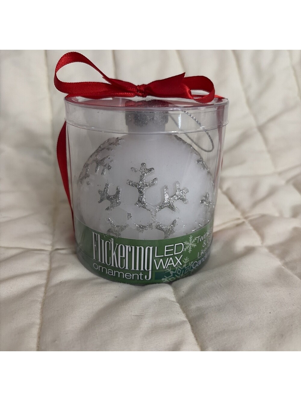 Flickering LED Wax Christmas Hanging Ornament